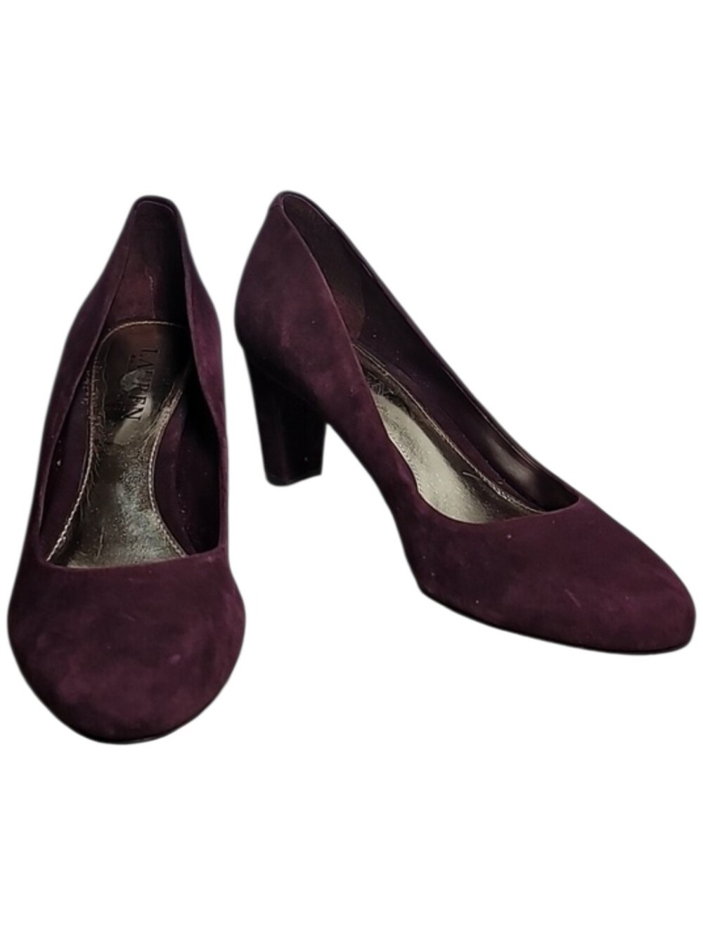 Lauren RL Hala pumps 6.5B  burgundy suede covered heel 2.5" whimsigoth evening